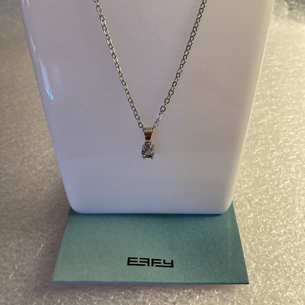 NWOT - New Authentic EFFY Silvertone Tanzanite Round Crystal Pendant Necklace